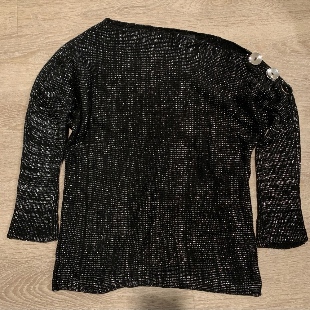 CCK Style Black Metallic One Shoulder Sweater Size M